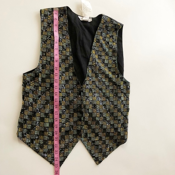 VTG Summit Hill Sequenced Beaded Vest Gold Silver Black Neutral Colors NWT Sz L - Picture 6 of 8